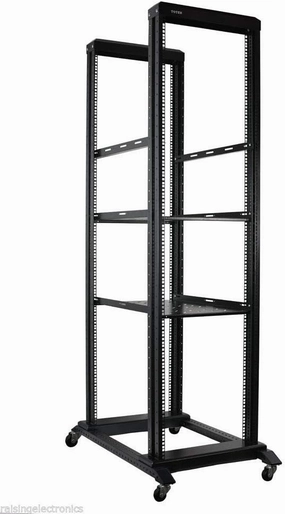 Raising Electronics Server Rack Open Frame 4 Post 19 inch Adjustable Server/Audio Rack Cold Rolled Steel (42U 31" with Shelves) music server,hi-fi media server,digital audio storage,