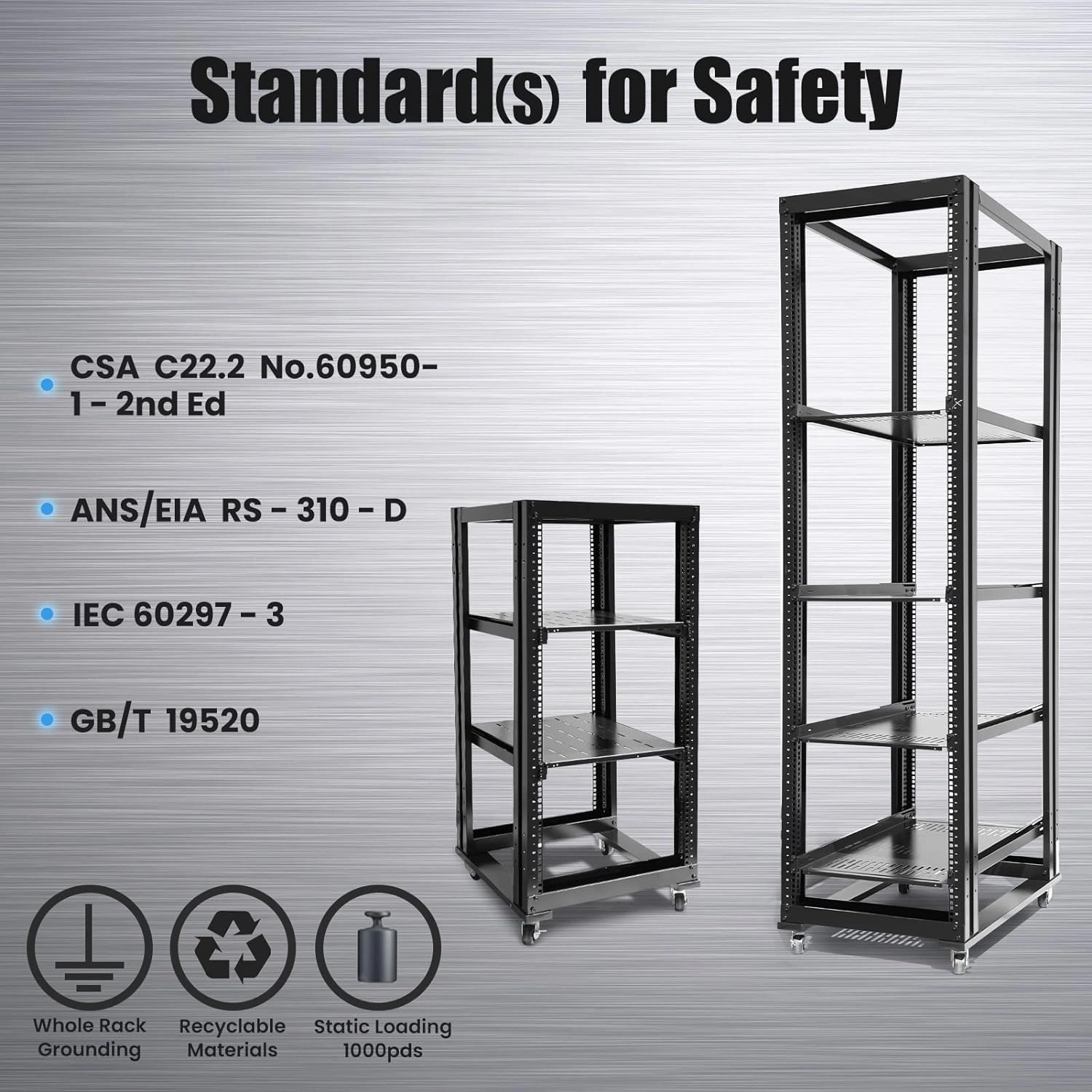 Raising Electronics Server Rack Open Frame Rack 4 Post 19 inch Adjustable Server/Audio Rack Cold Rolled Steel(27U,24Depth)