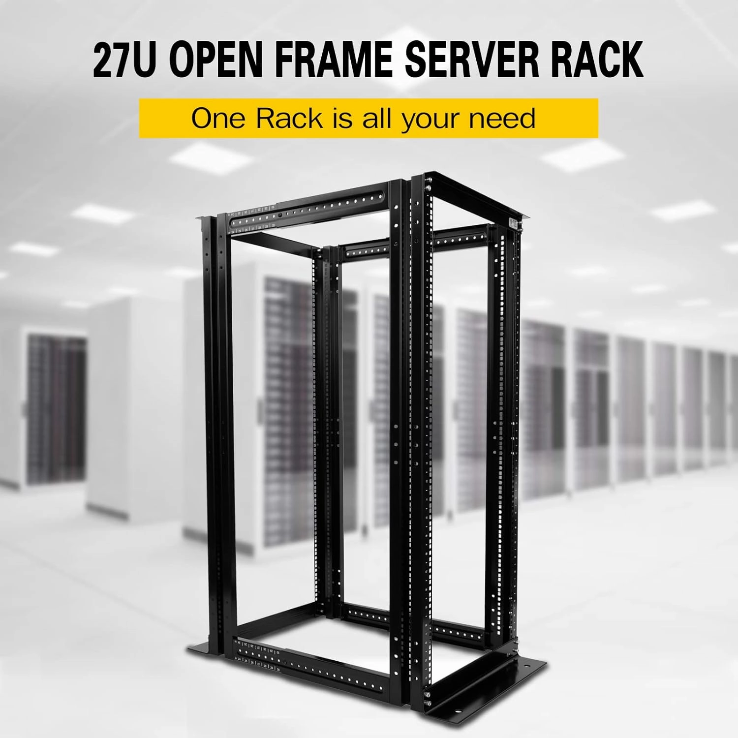 Raising ELECTRONIS 27U 4 Post Open Rack Frame Rack Enclosure 19 Inch Adjustable Depth Aluminum UL Certified