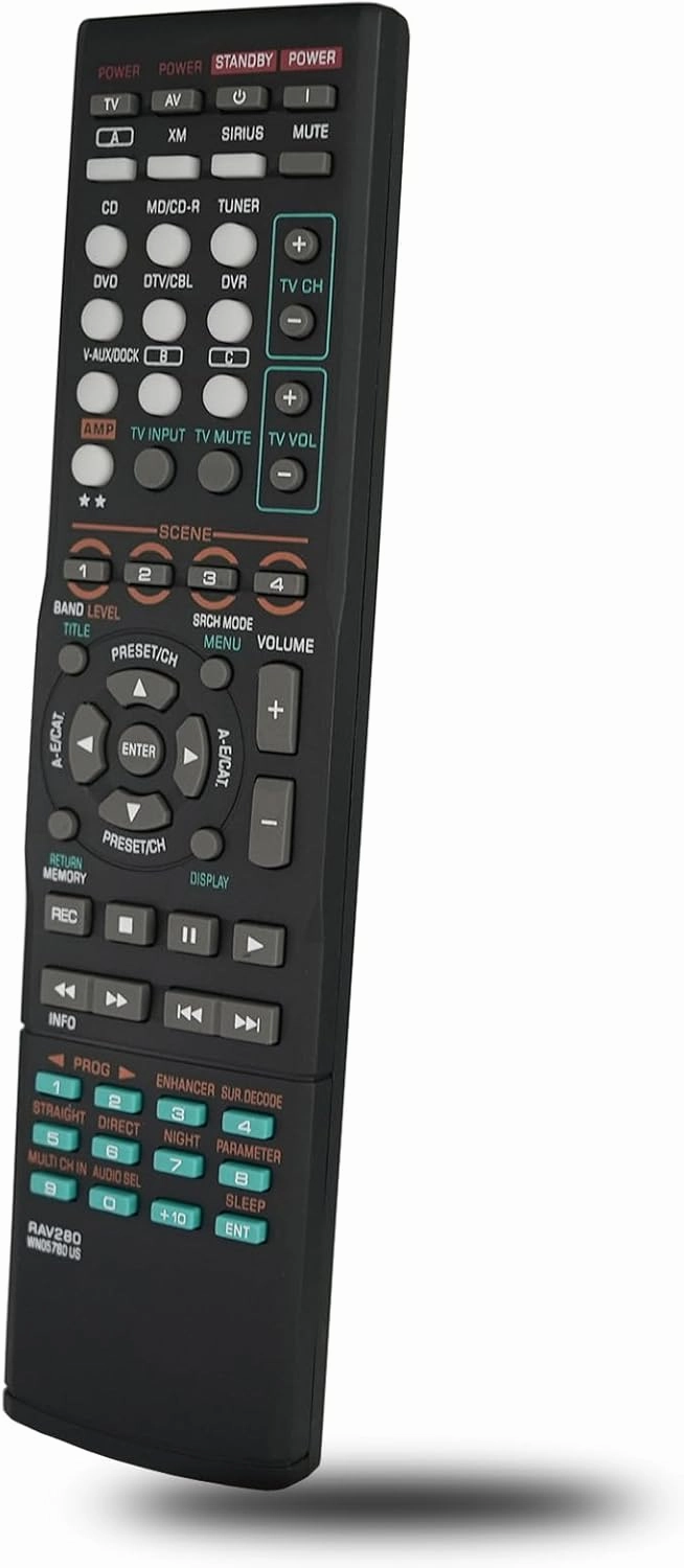RAV280 WN05780 Replacement Remote Control Compatible for Yamaha Audio Video 5.1-Channel Home Theater AV Receiver HTR-6140BL RX-V463 RX-V463BLYHT-380YHT-380BL home cinema system,5.1 home theater,surround sound package,