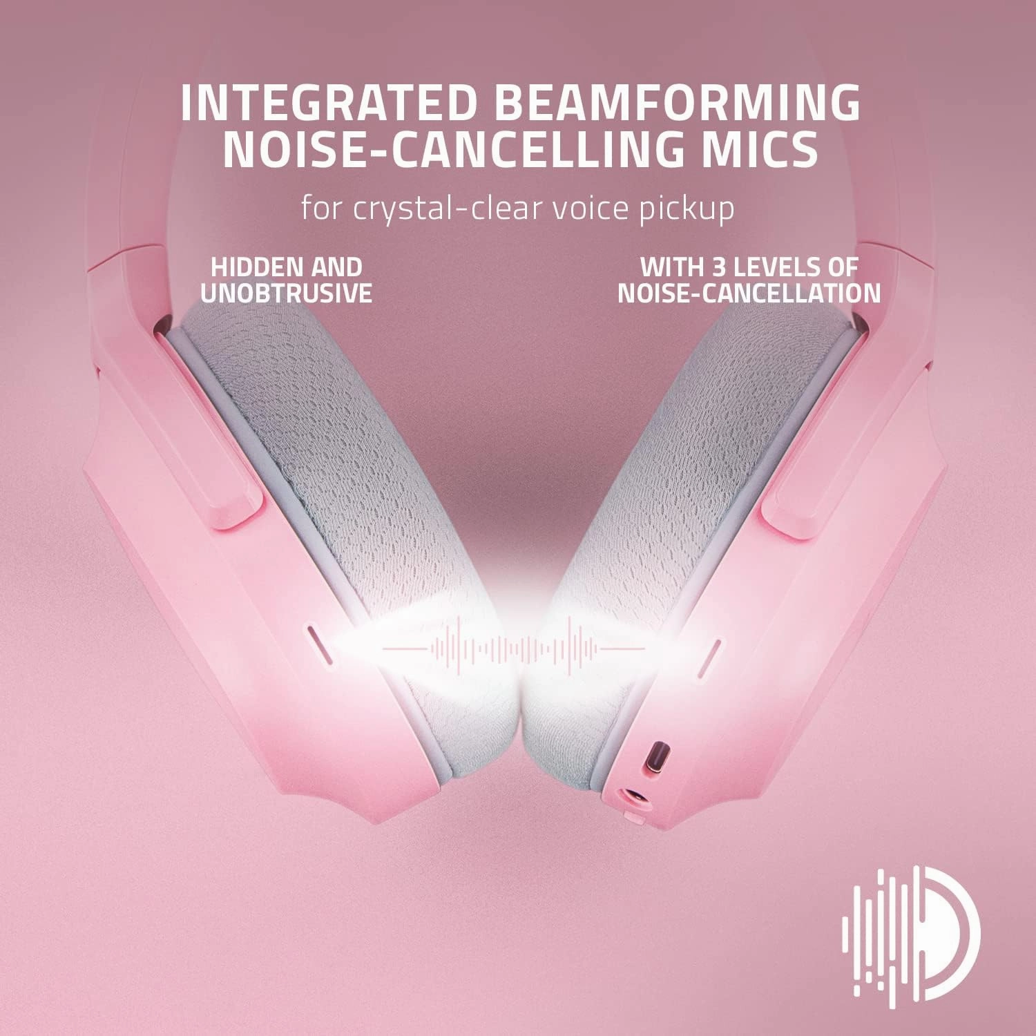 Razer Barracuda Wireless Gaming & Mobile Headset (PC, PlayStation, Switch, Android, iOS): 2.4GHz Wireless   Bluetooth - Integrated Noise-Cancelling Mic - 50mm Drivers - 40 Hr Battery - Quartz Pink