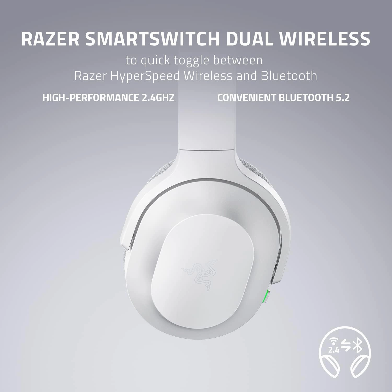 Razer Barracuda Wireless Gaming Headset: 2.4GHz   Bluetooth, Noise-Cancelling Mic, 50mm Drivers, 40Hr Battery - For PC, Playstation, Switch, Android, iOS