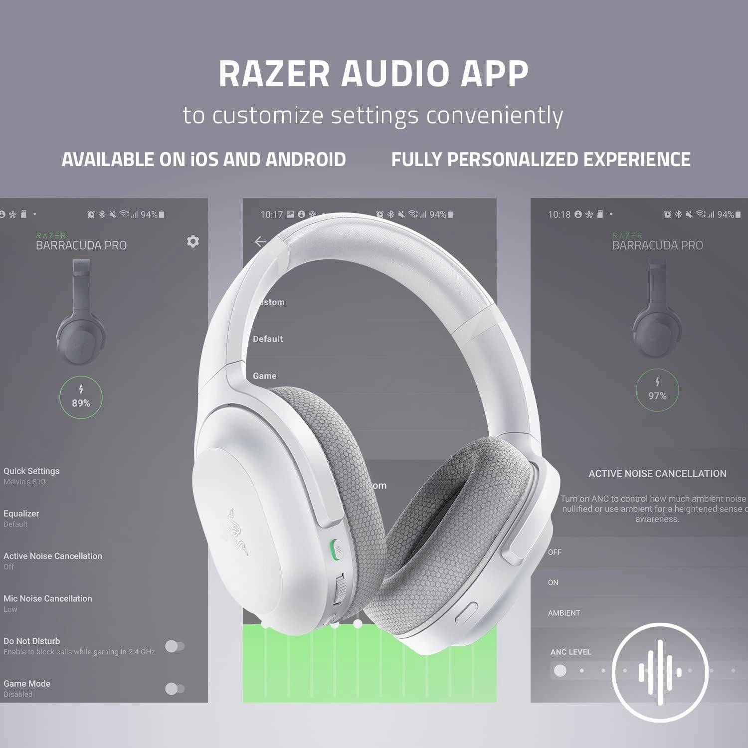 Razer Barracuda Wireless Gaming Headset: 2.4GHz   Bluetooth, Noise-Cancelling Mic, 50mm Drivers, 40Hr Battery - For PC, Playstation, Switch, Android, iOS