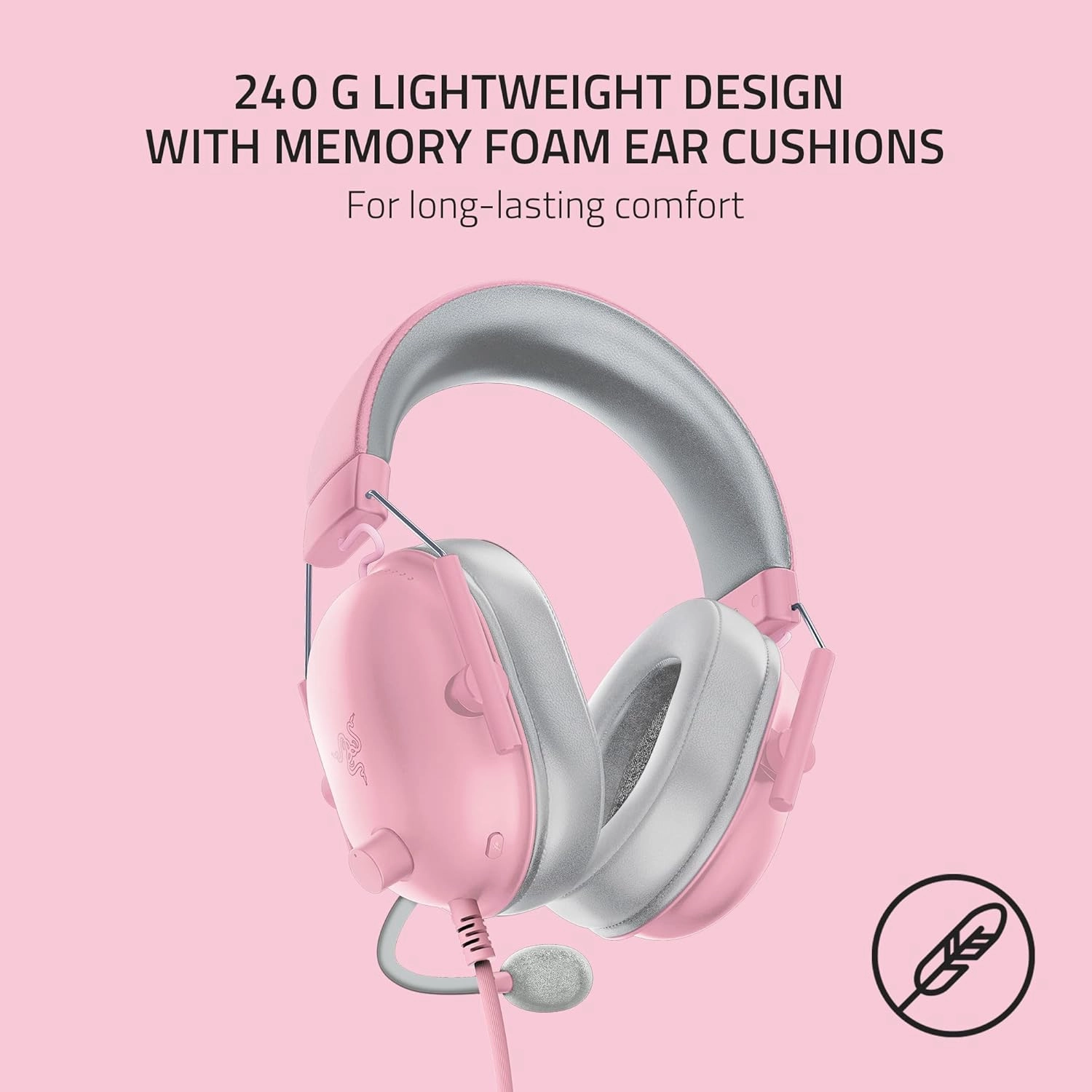 Razer BlackShark V2 X Gaming Headset: 7.1 Surround Sound - 50mm Drivers - Memory Foam Cushions - for PC, PS4, PS5, Switch - 3.5mm Audio Jack - Quartz Pink