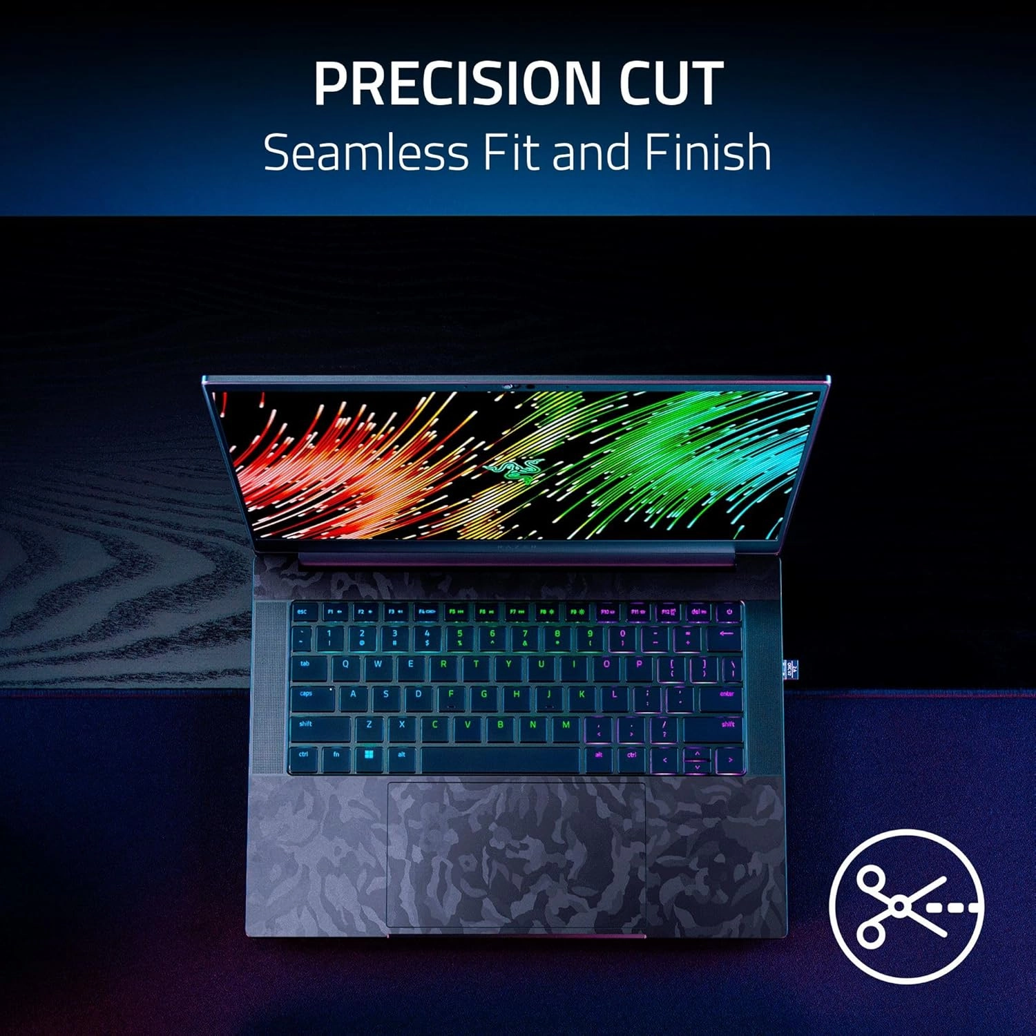 Razer Skin Vinyl Laptop Wrap: Blade 17 - Full Wrap - Premium 3M Cast Vinyl - Scratch Protection - Unique Designs & Finishes - Easy Application - Lenticular Camo - Black