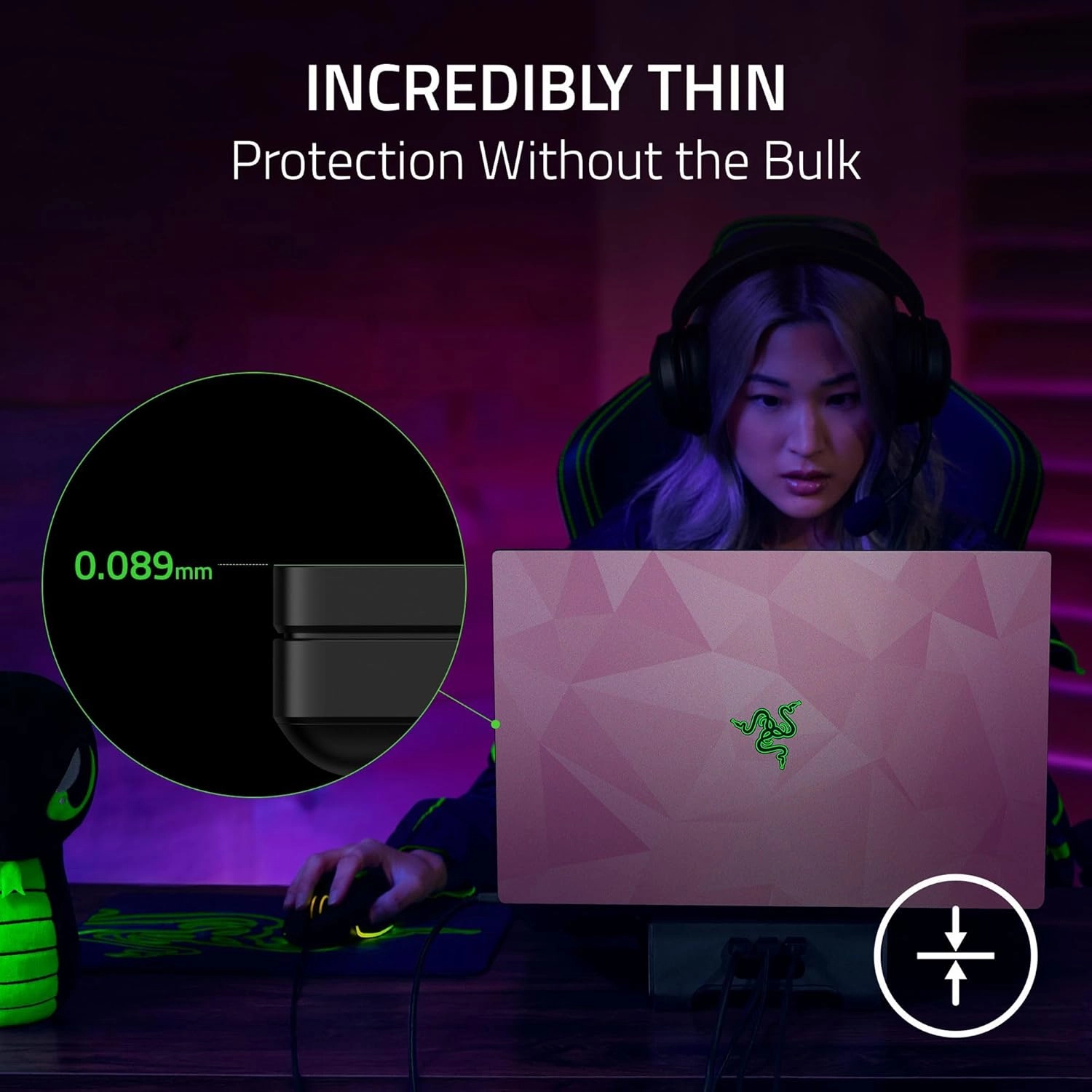 Razer Skin Vinyl Laptop Wrap: Blade 17 - Full Wrap - Premium 3M Cast Vinyl - Scratch Protection - Unique Designs & Finishes - Easy Application - Lenticular Camo - Black