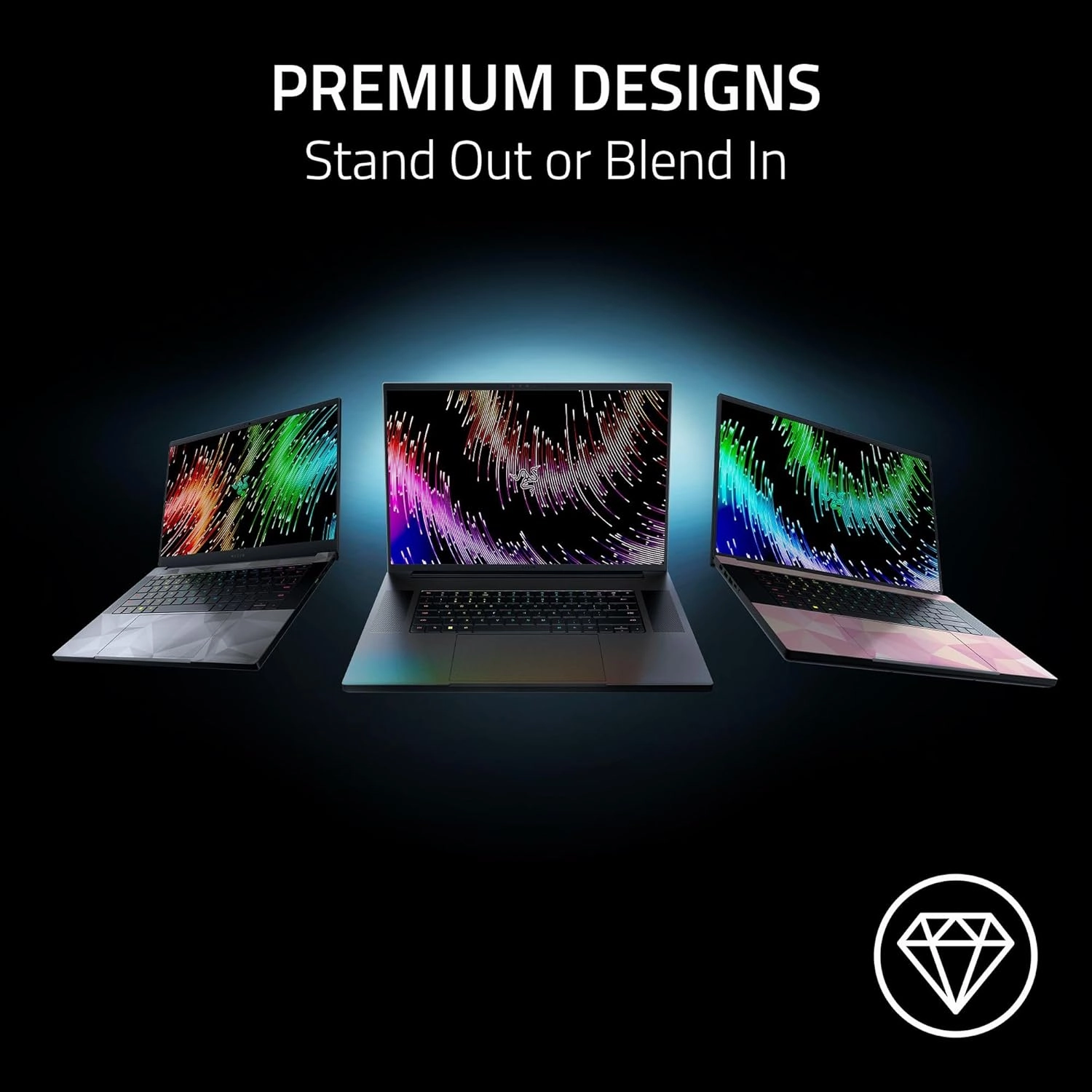 Razer Skin Vinyl Laptop Wrap: Blade 17 - Full Wrap - Premium 3M Cast Vinyl - Scratch Protection - Unique Designs & Finishes - Easy Application - Lenticular Camo - Black