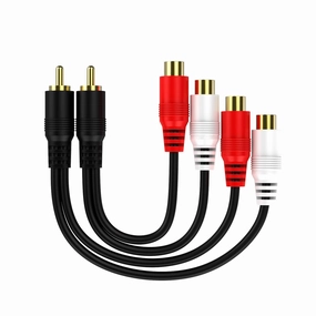 RCA 1 Male to 2 Female Audio Speaker Y Adapter Splitter Cable with OFC Conductor Dual Shielding Gold Plated Metal Shell Flexible PVC Jacket - 2 Pack / 0.6FT speaker cable,audio wire,hi-fi speaker cord,