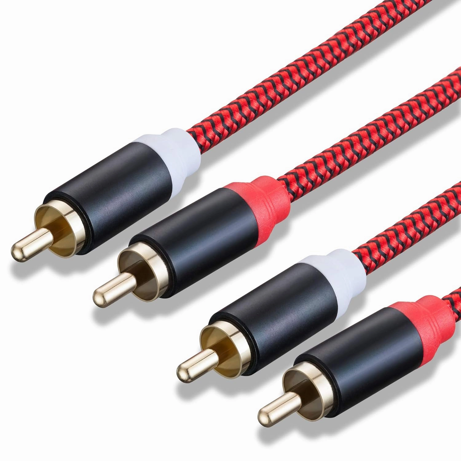 RCA Cable 3Ft,2Rca Male to 2-Rca Male Audio Stereo Subwoofer Cable [Hi-Fi Sound] Nylon-Braided Auxiliary Audio Cord for Home Theater, HDTV, Amplifiers, Hi-Fi Systems,Speakers and etc(3Ft/1M)