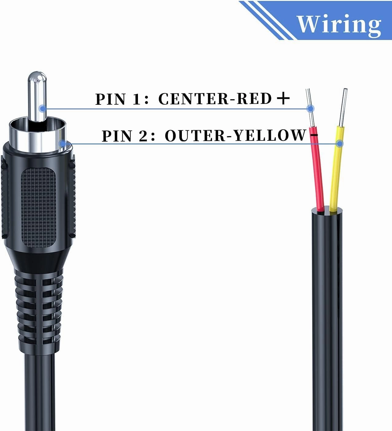 RCA to Speaker Wire Adapter, 18AWG 2 Pack 3ft RCA Male Plug to Bare Cable Open End, UIInosoo Audio Cable, Red and Black