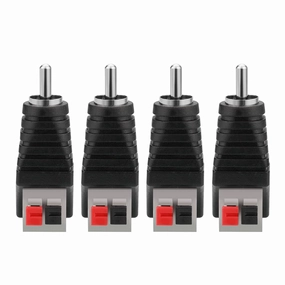 RCA to Speaker Wires Adapter, 4Pcs RCA Male to Spring Press Type Terminal Speaker Wire Cable Converter Non-Soldering RCA Jacks speaker cable,audio wire,hi-fi speaker cord,