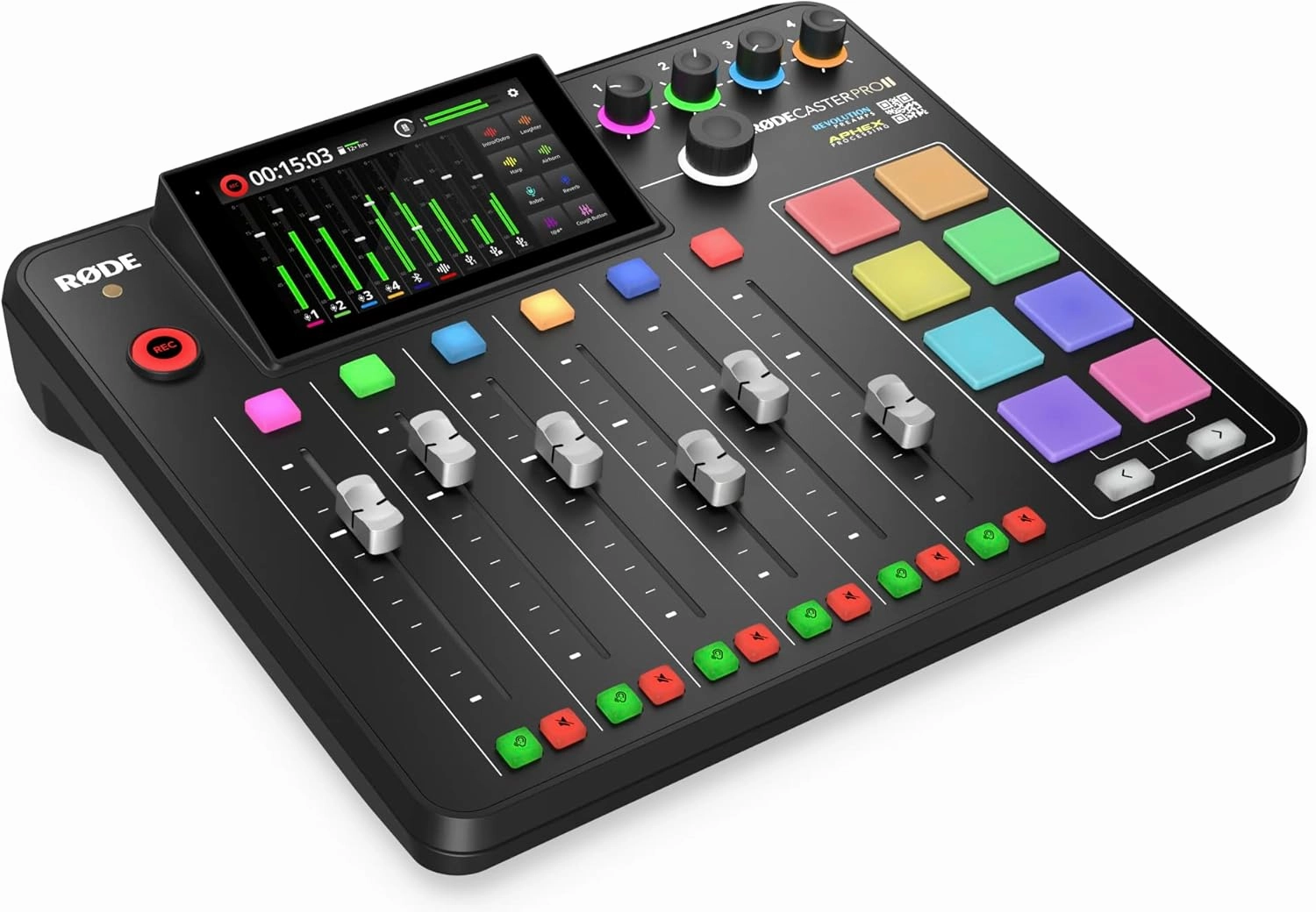 RDE RDECaster Pro II All-in-One Production Solution for Podcasting, Streaming, Music Production and Content Creation,Black