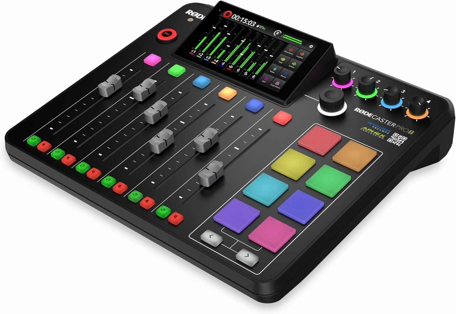 RDE RDECaster Pro II All-in-One Production Solution for Podcasting, Streaming, Music Production and Content Creation,Black