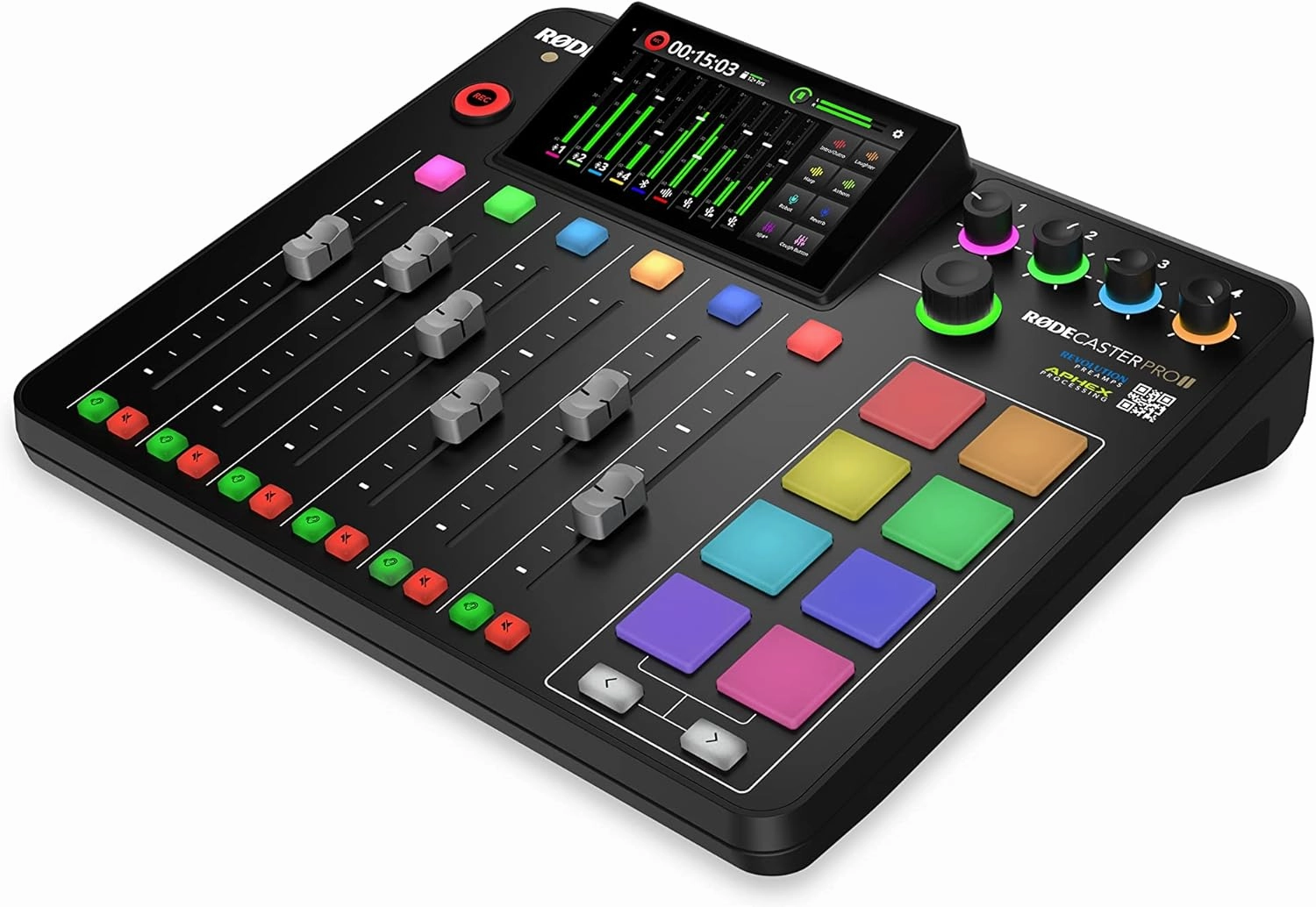 RDE RDECaster Pro II All-in-One Production Solution for Podcasting, Streaming, Music Production and Content Creation,Black