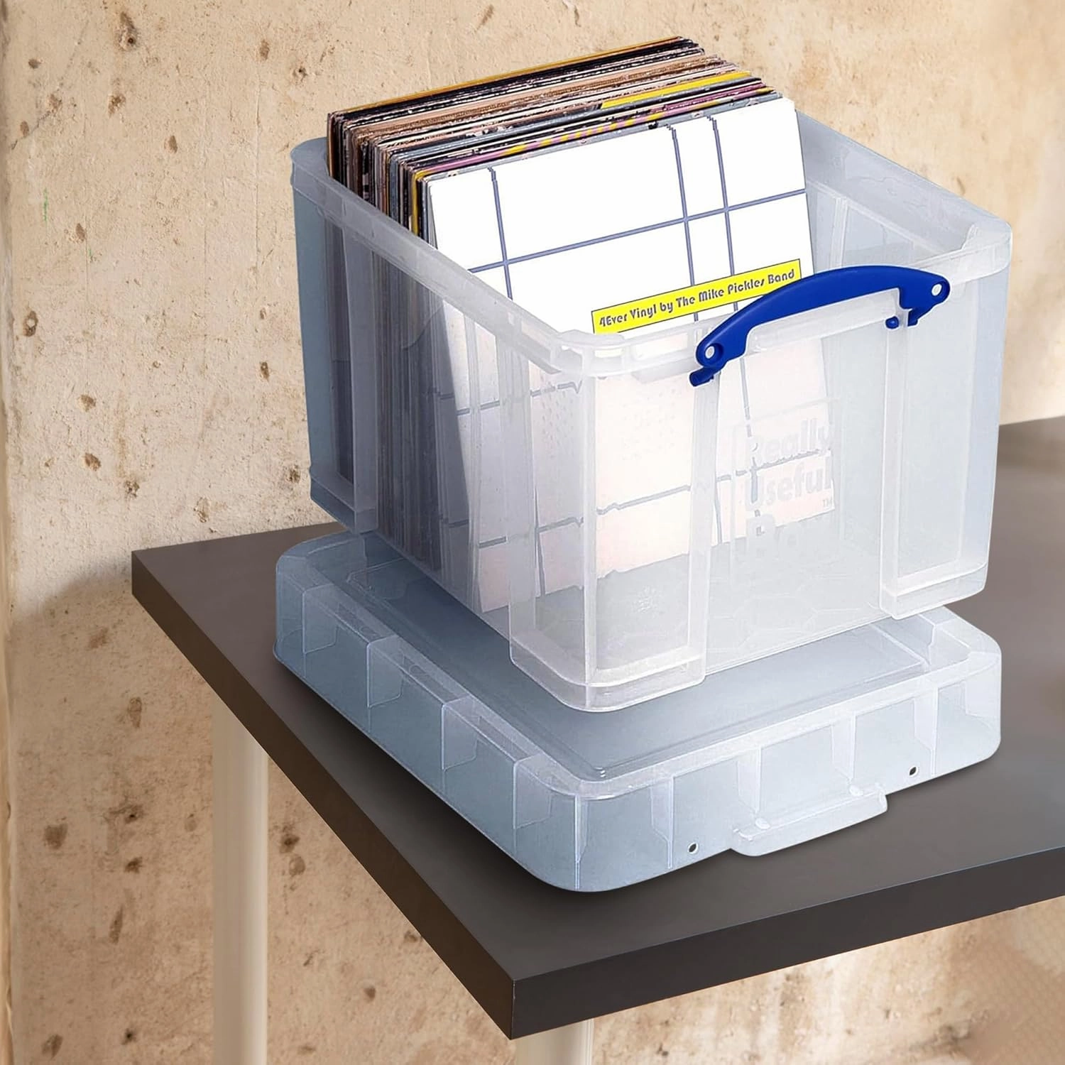 Really Useful Box 35 Liter Plastic Stackable Storage Container with XL Snap Lid & Built-In Clip Lock Handles for Home or Office Organization, Clear