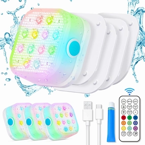 Rechargeable Pool Lights, Pool Lights with Remote, IP68 Full Waterproof Submersible Led Lights Built-in Magnet 16 Color Changing Floating Lights for Bathtubs, Ponds, Party Decor (4 Set) vinyl accessories,turntable parts,record player tools,