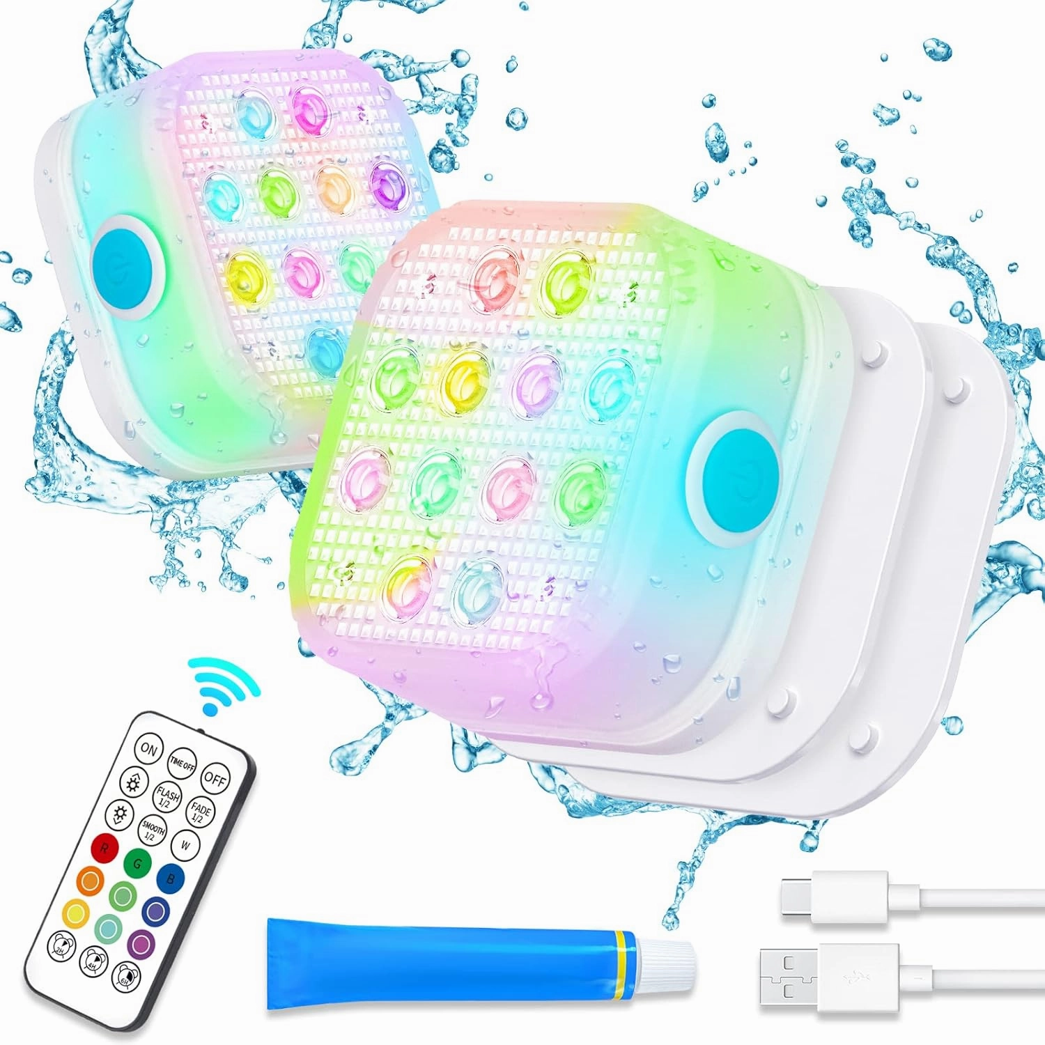 Rechargeable Submersible Pool Light - Waterproof Underwater 16 Color Changing Hot Tub Light With Remote Control and Magnet for Pond vinyl accessories,turntable parts,record player tools,