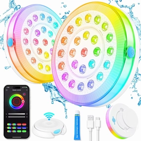 Rechargeable Submersible Pool Lights - Waterproof Underwater Pool Lights Charging Battery Operated Remote Controlled 16 Color Changing Hot Tub Lights with Magnet for Pool Pond (APP 2 Set) vinyl accessories,turntable parts,record player tools,
