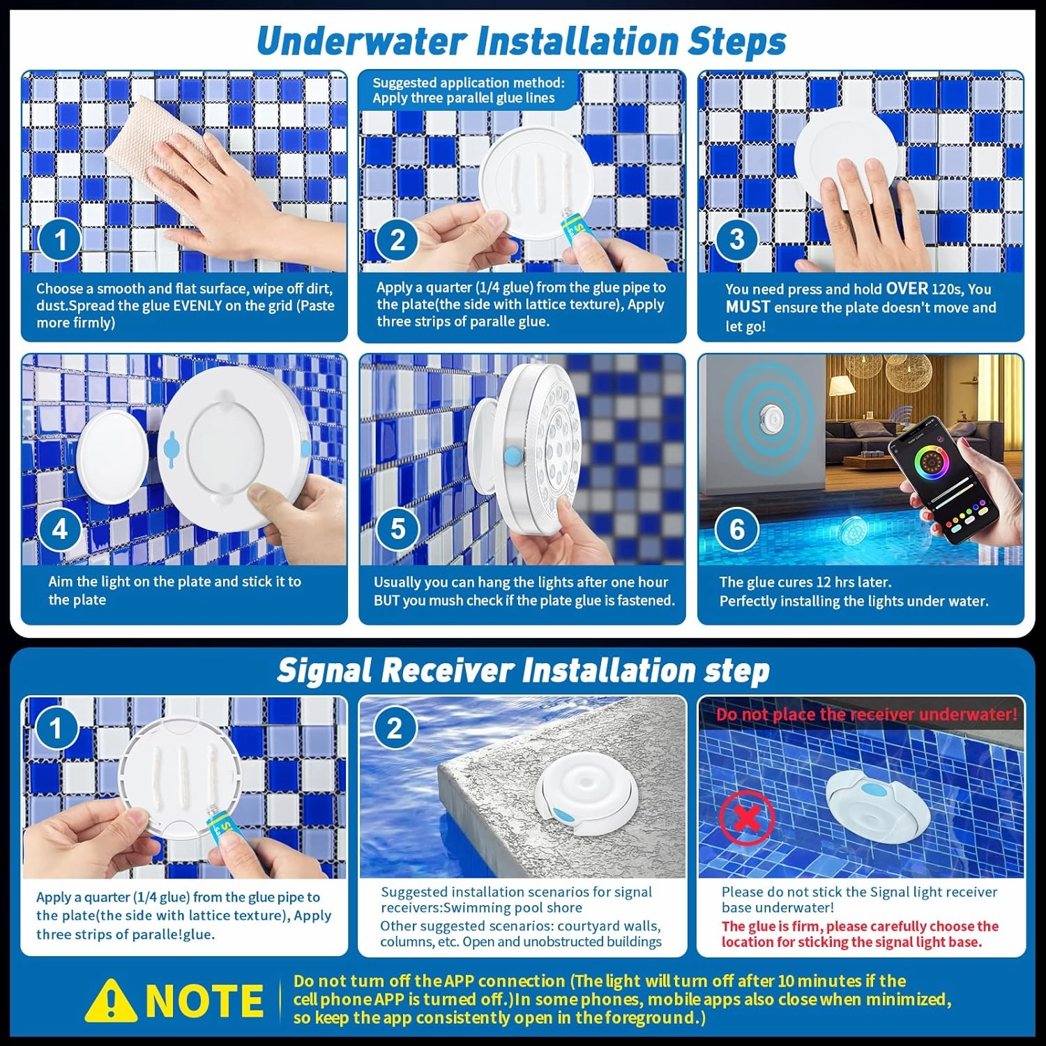 Rechargeable Submersible Pool Lights - Waterproof Underwater Pool Lights Charging Battery Operated Remote Controlled 16 Color Changing Hot Tub Lights with Magnet for Pool Pond (APP 2 Set)