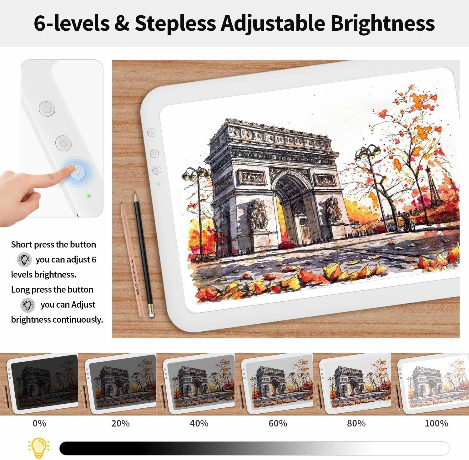 Rechargeable Super Bright Light pad A4 with Padded Case,6 Level Dimming Light Board for Weeding Vinyl,3 Color Temperatures Light Table,Light Box for Tracing, Diamond Painting