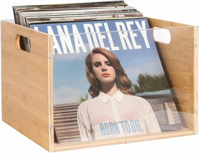 Record Album Storage Crate, Bamboo & Acrylic Vinyl Record Crate, Multifunctional Visible Record Holder Crate with Handle, Great for Storing Vinyl Record LP's/Albums Hanging Letter Size Folders Toy vinyl storage,record holder,LP organizer,