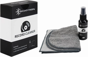 Record Cleaning Antistatic Cloth Glove - 2 Pack Anti-Static Microfiber Towel and Cleaner Solution Fluid Spray Kit. Essential Lint Free Vinyl Cleaning Solution for Your LP Album Collection (Grey) record cleaning kit,vinyl cleaner,stylus brush set,