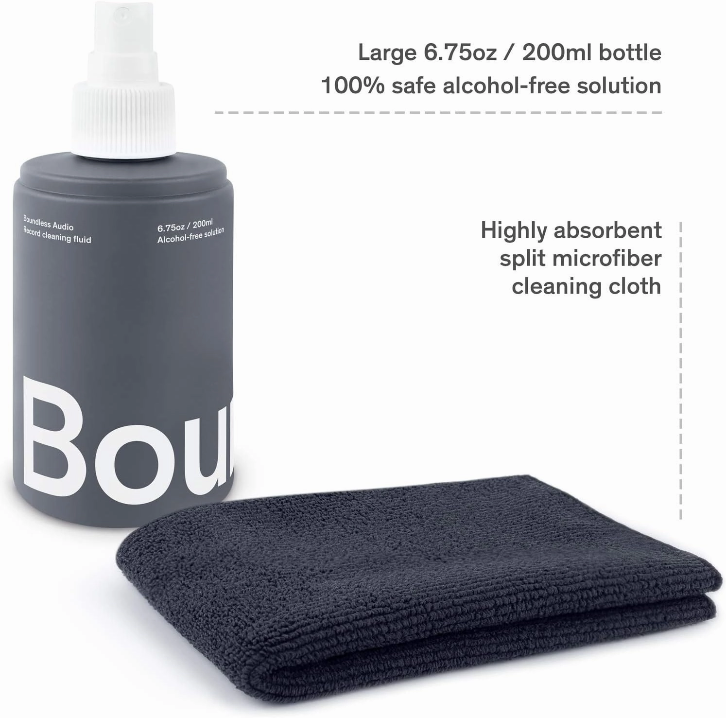 Record Cleaning Solution - 6.75oz Vinyl Cleaner Fluid, Vinyl Cleaner Cloth & Record Label Protector - Complete Cleaning Kit