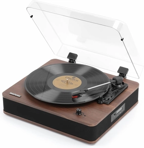 Record Player, Bluetooth Input & Output Turntable with Built-in Speakers, FM Radio, Vinyl-MP3 Recording, USB & SD Playback, LED Screen, Walnut balanced output player,audiophile player,hi-res digital player,