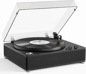 Record Player Full-Sized Platter with Built-in Bluetooth Ouput Transmission to External Speakerrs, 3 Speed Belt-Drive 33/45 /78 RPM Speed Turntable for Vinyl Records RCA Line Out, Black belt-drive turntable,vinyl record player,audiophile turntable,