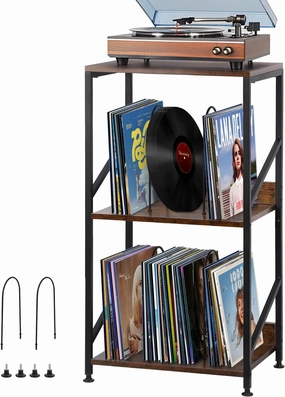 Record Player Stand, 3 Tier End Table with Record Storage Up to 200 Albums,Large Capacity Design for Organizing and Displaying Your Vinyl Records,Turntable Stand for Music Room, Living Room, Bedroom vinyl storage,record holder,LP organizer,