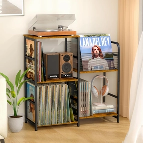 Record Player Stand, Turntable Stand with Vinyl Storage Holds up to 300  Albums, Storage Cabinet for Vinyl Records, Record Player Table for Living Room vinyl storage,record holder,LP organizer,