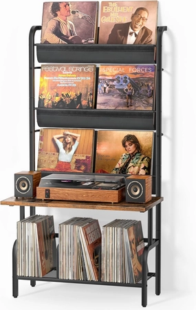 Record Player Stand, Vinyl Record Storage Holder Display Shelf, Record Player Table Turntable Stand Large Record Player Cabinet Organizer, Media Console Stereo Audio AV Rack, Gifts for Music Lovers audio rack,hi-fi component stand,media shelf,