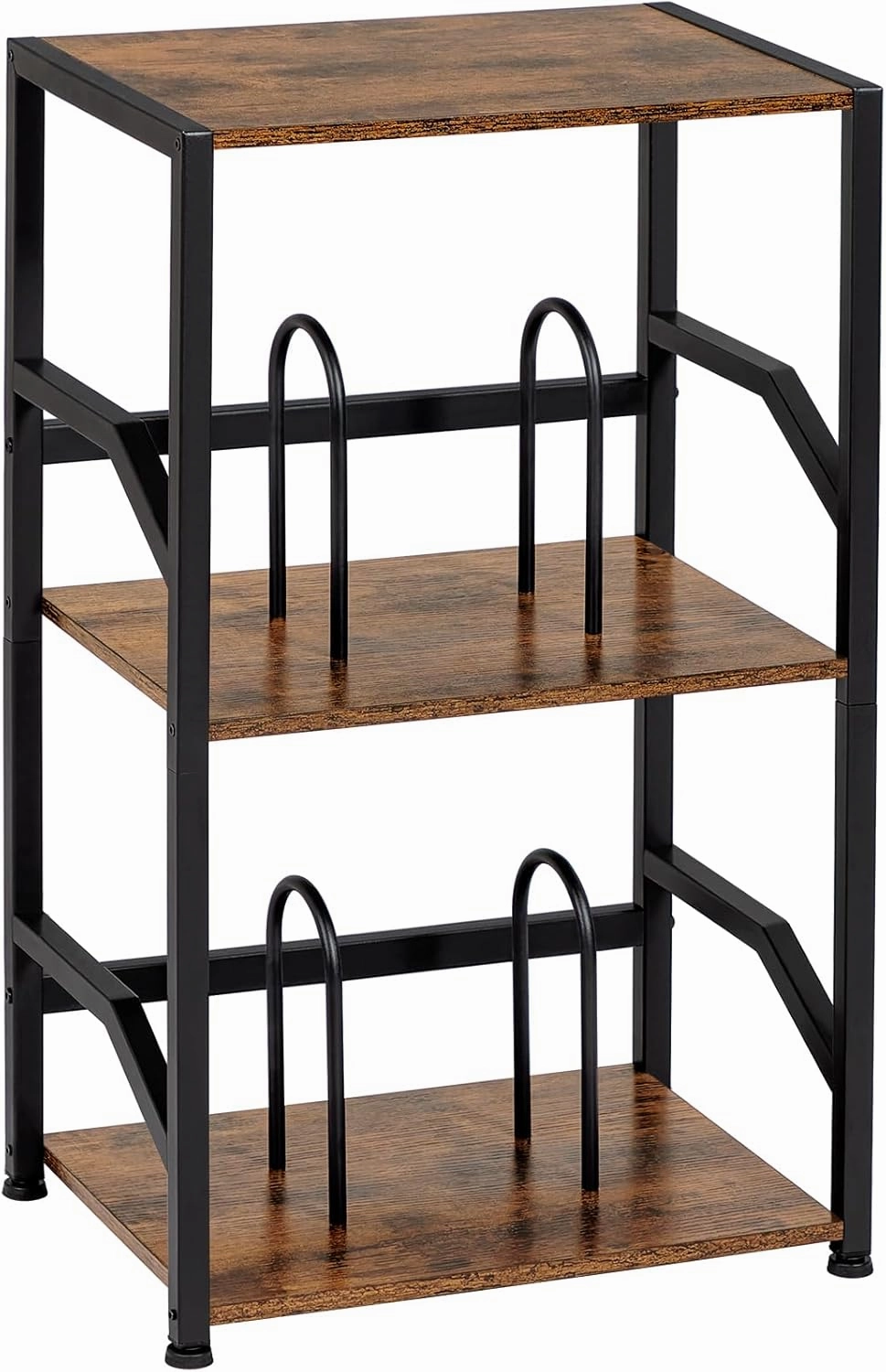 Record Player Stand, Vinyl Record Storage Up to 200 Albums, 3 Tier End Table with Removable Dividers, Tall Side Table for Living Room, Bedroom, Rustic Brown, HETCD010BR-1 vinyl storage,record holder,LP organizer,