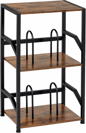 Record Player Stand, Vinyl Record Storage Up to 200 Albums, 3 Tier End Table with Removable Dividers, Tall Side Table for Living Room, Bedroom, Rustic Brown, HETCD010BR-1 vinyl storage,record holder,LP organizer,