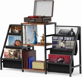 Record Player Stand,Vinyl Record Storage with 6-Tier Up to 280 Albums CDs, Record Holder Display Shelf for Living Room,Bedroom,Record Cabinet for Media Stereo AudioBlack vinyl storage,record holder,LP organizer,