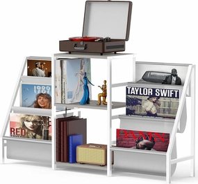 Record Player Stand,Vinyl Record Storage with 6-Tier Up to 280 Albums CDs, Record Holder Display Shelf for Living Room,Bedroom,Record Cabinet for Media Stereo AudioWhite vinyl storage,record holder,LP organizer,