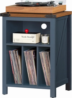 Record Player Stand with Vinyl Record Storage,Navy Blue Record Player Table Holds up to 160 Albums,Large Wood Turntable Stand Cabinet Dispaly Shelf for Living Room,Bedroom,Office direct-drive turntable,DJ turntable,hi-torque vinyl deck,