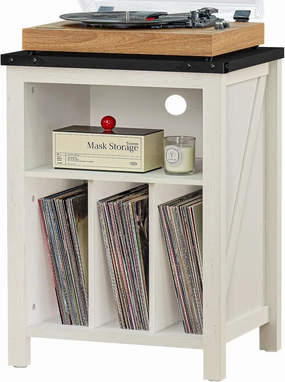 Record Player Stand with Vinyl Record Storage,White Record Player Table Holds up to 160 Albums,Large Wood Turntable Stand Cabinet Dispaly Shelf for Living Room,Bedroom,Office direct-drive turntable,DJ turntable,hi-torque vinyl deck,