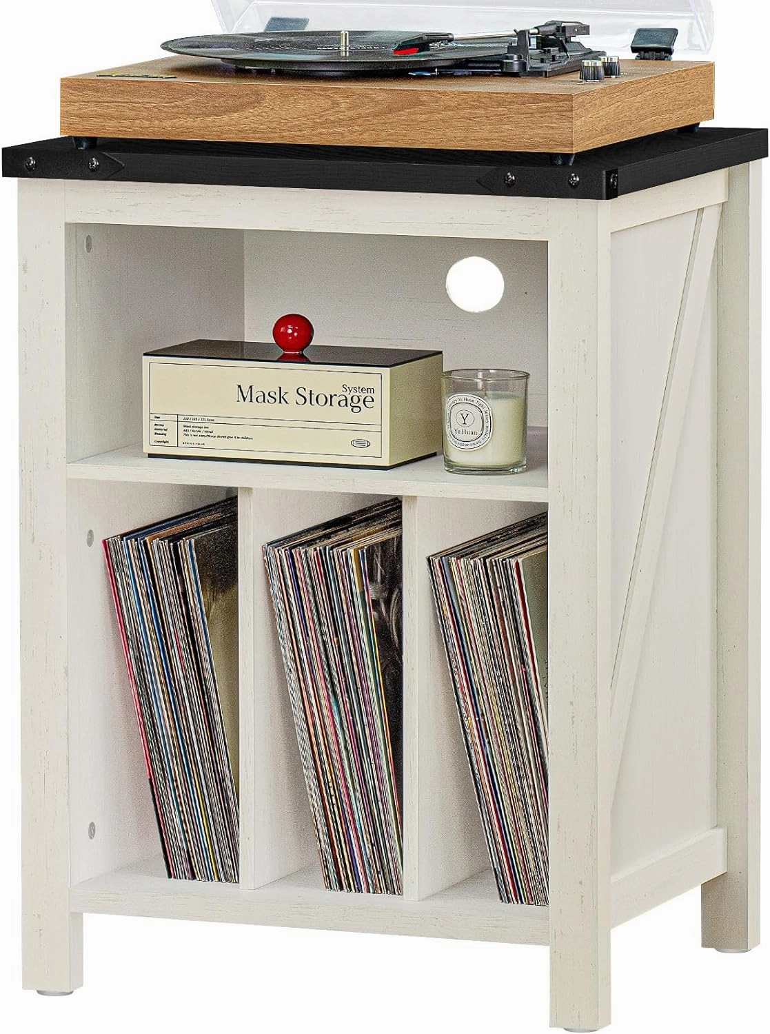 Record Player Stand with Vinyl Record Storage,White Record Player Table Holds up to 160 Albums,Large Wood Turntable Stand Cabinet Dispaly Shelf for Living Room,Bedroom,Office direct-drive turntable,DJ turntable,hi-torque vinyl deck,
