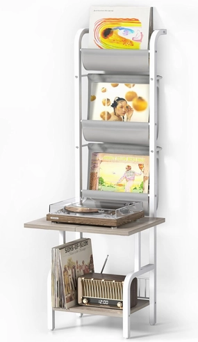 Record Player Stand with Vinyl Storage, Record Player Table with Vinyl Record Storage up to 200 Albums, Turntable Stand with Record Holder Vinyl Display Shelf, Record Player Cabinet Organizer Rack audio rack,hi-fi component stand,media shelf,
