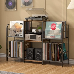 Record Player Stand with Vinyl Storage, Record Storage for 350  Albums, Tuntable Stand with Record Holder for Living Room, Record Holder Vinyl Display Shelf vinyl storage,record holder,LP organizer,