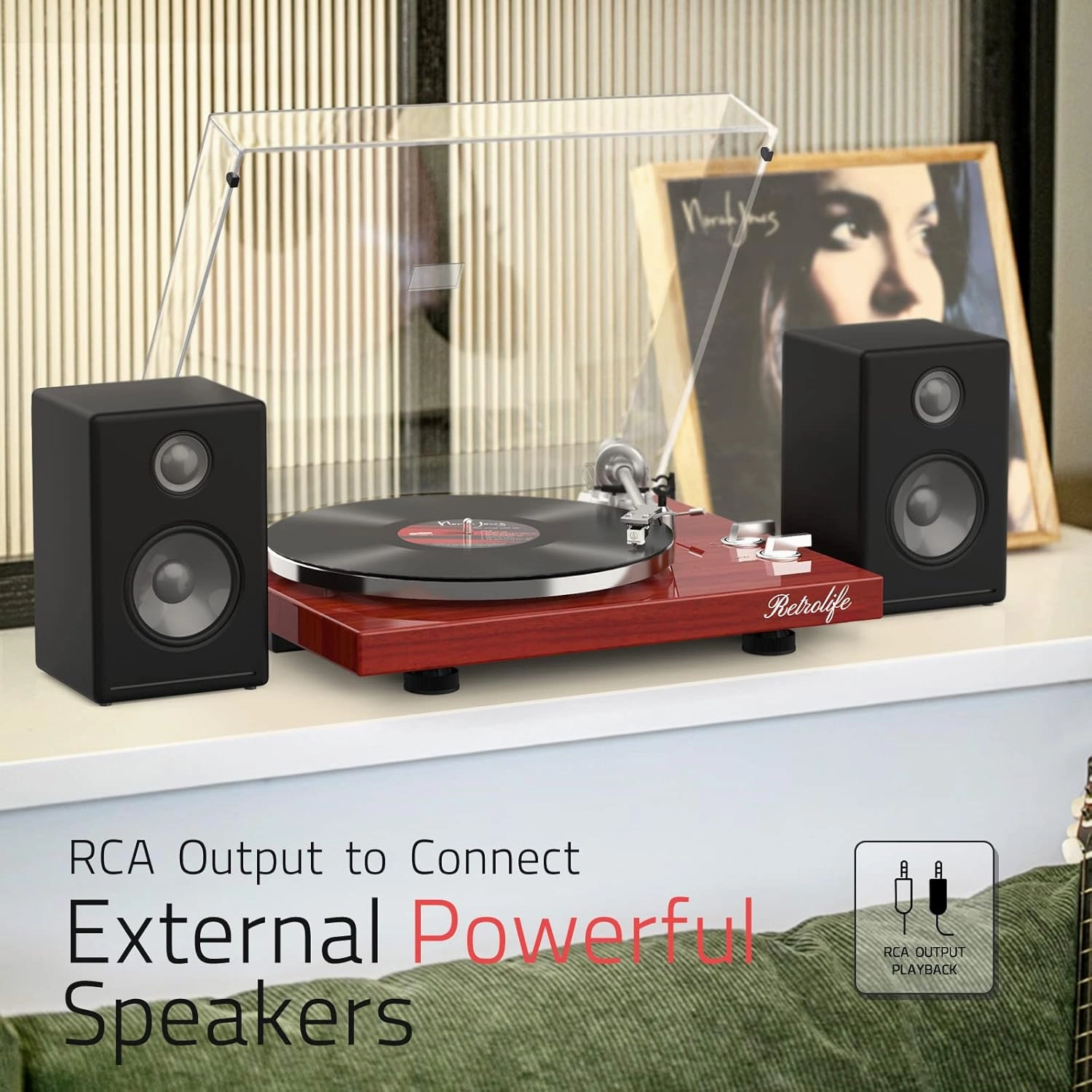 Record Player Turntables for Vinyl Record Belt-Drive Wireless Output Connectivity Phono Line Out USB Digital to PC Recording MM Audio Cartridge Stylus Counterweight Piano Shiny Classic Red