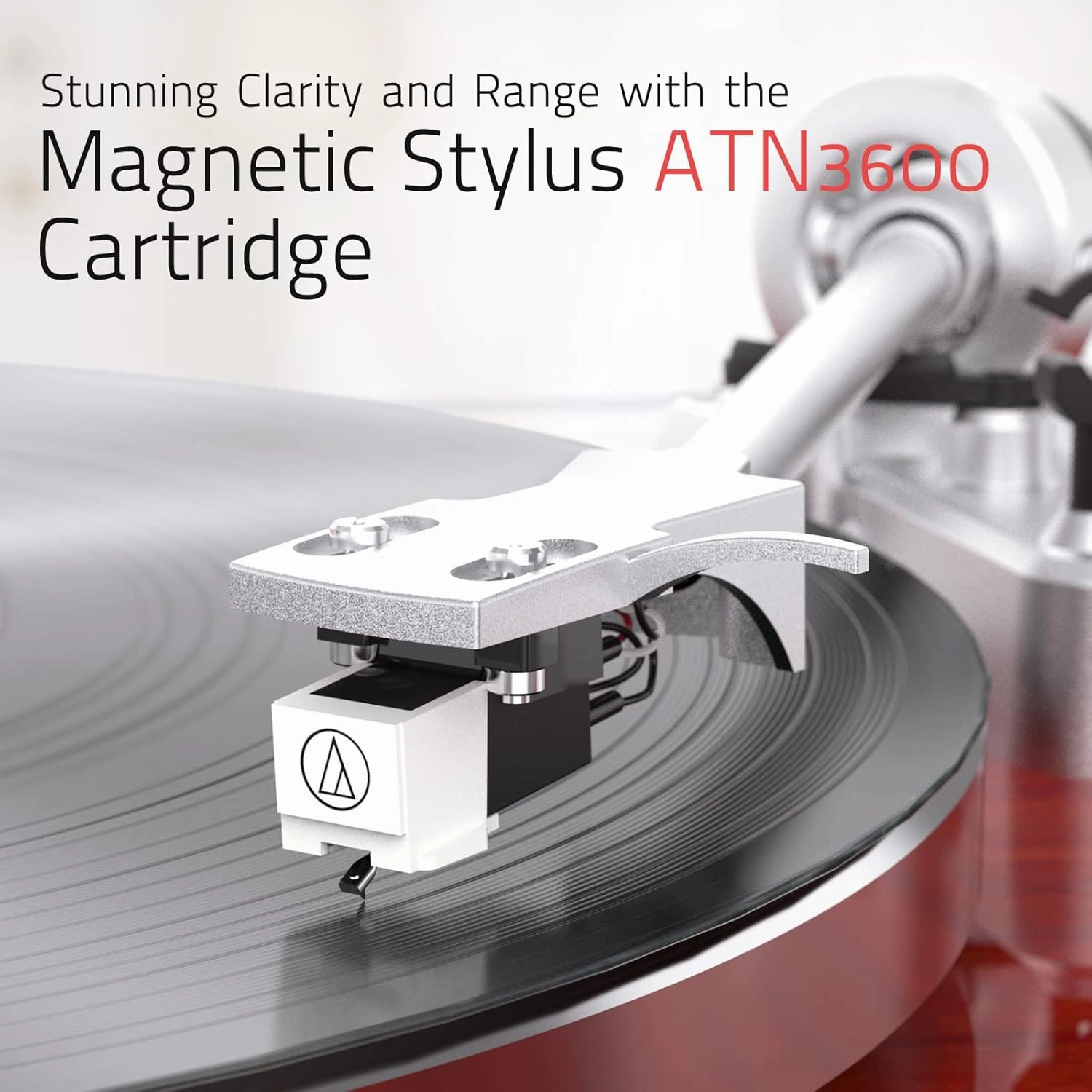 Record Player Turntables for Vinyl Record Belt-Drive Wireless Output Connectivity Phono Line Out USB Digital to PC Recording MM Audio Cartridge Stylus Counterweight Piano Shiny Classic Red