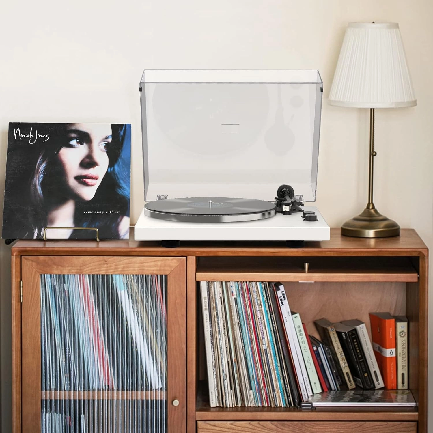 Record Player Turntables with Wireless Output Connectivity Vinyls Players Belt-Drive 33 45 RPM Speed Phono Line USB Digital to PC Recording MM Cartridge AT-3600L Classic New Sleek Piano White
