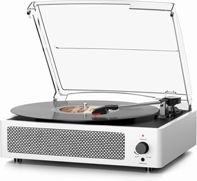 Record Player Wireless Bluetooth Turntable with Speakers for Vinyl Records Belt-Driven Vintage Turntable Support 3-Speed, Headphone, RCA Line, AUX-in for LP Players Home Decoration White turntable cartridge,phono cartridge,MM MC stylus,