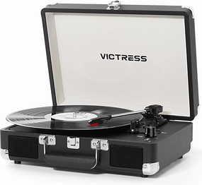 Record Player with Speakers, Bluetooth Vinyl Record Player with Recording, 3 Speed Portable Suitcase LP Player, Belt Drive Turntable, RCA/AUX/Headphone Jack, Black belt-drive turntable,vinyl record player,audiophile turntable,