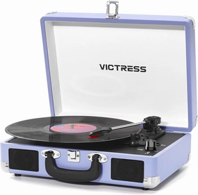 Record Player with Speakers, Bluetooth Vinyl Record Player with Recording, 3 Speed Portable Suitcase LP Player, Belt Drive Turntable, RCA/AUX/Headphone Jack, Purple belt-drive turntable,vinyl record player,audiophile turntable,