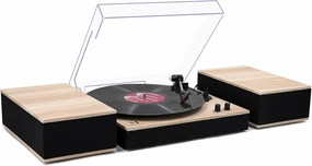 Record Players, 3-Speed Wireless Turntable with Stereo Speakers, Vinyl Record Player for 7/10/12inch Vinyl Records, RCA/Phono Preamp/Auto-Stop Light Wood phono preamp,turntable amplifier,record player preamp,