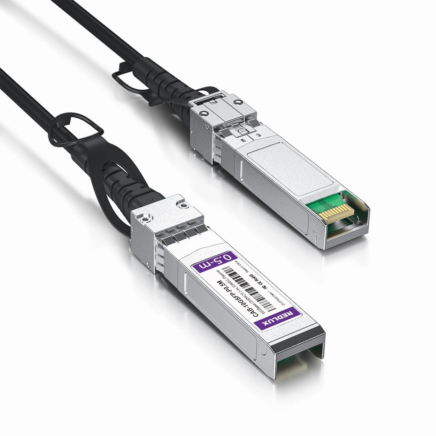 REDLUX 10G SFP  DAC Passive Cable, SFP  to SFP  Direct Attach Copper Twinax Cable for Cisco SFP-H10GB-CU0.5M, Ubiquiti UACC-DAC-SFP10,TP-Link TL-SM5220-0.5M, Meraki and More, 0.5-Meter(1.6ft)