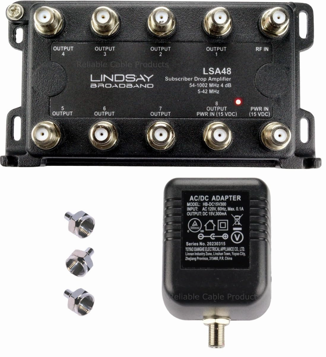 Reliable 8-Port TV Antenna Signal Splitter, Distribution Amplifier with Power Supply and F59 Terminators - Connect up to 8 Devices to 1 Antenna or Cable Line LSA48 power amplifier,stereo amp,hi-fi power amp,
